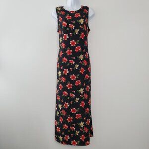 Timeless Tickets Womens Vintage Floral Maxi Dress Size M Tied Back Whismigoth